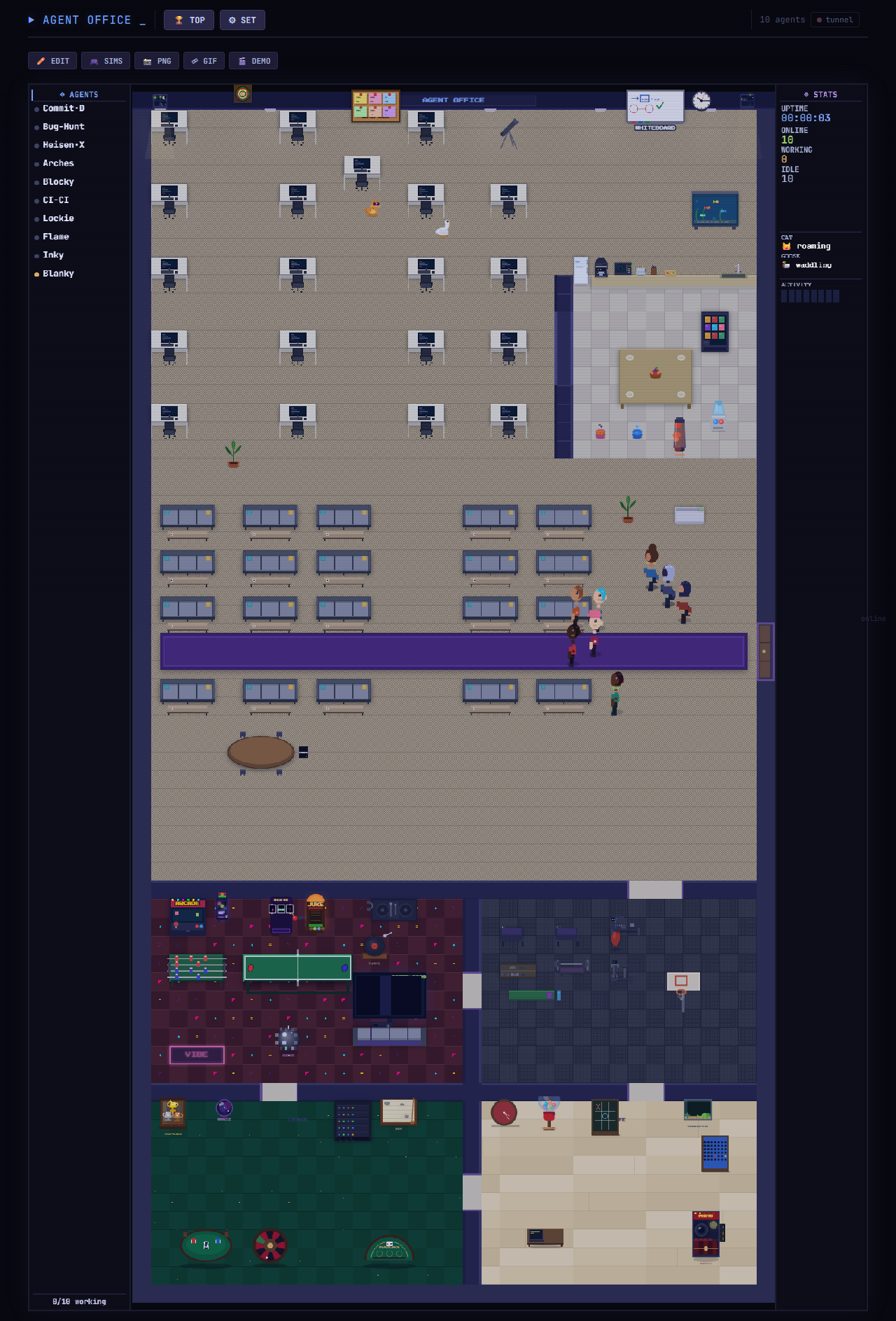 Sidebar + activity ticker